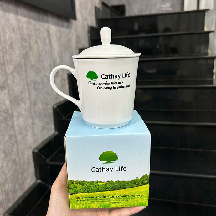 LY SỨ CÓ NẮP IN LOGO  - CT 63