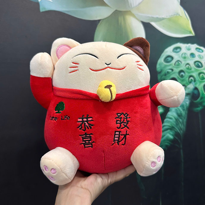 CT 182- GỐI MÈO ĐỎ MINI CHIÊU TÀI LOGO