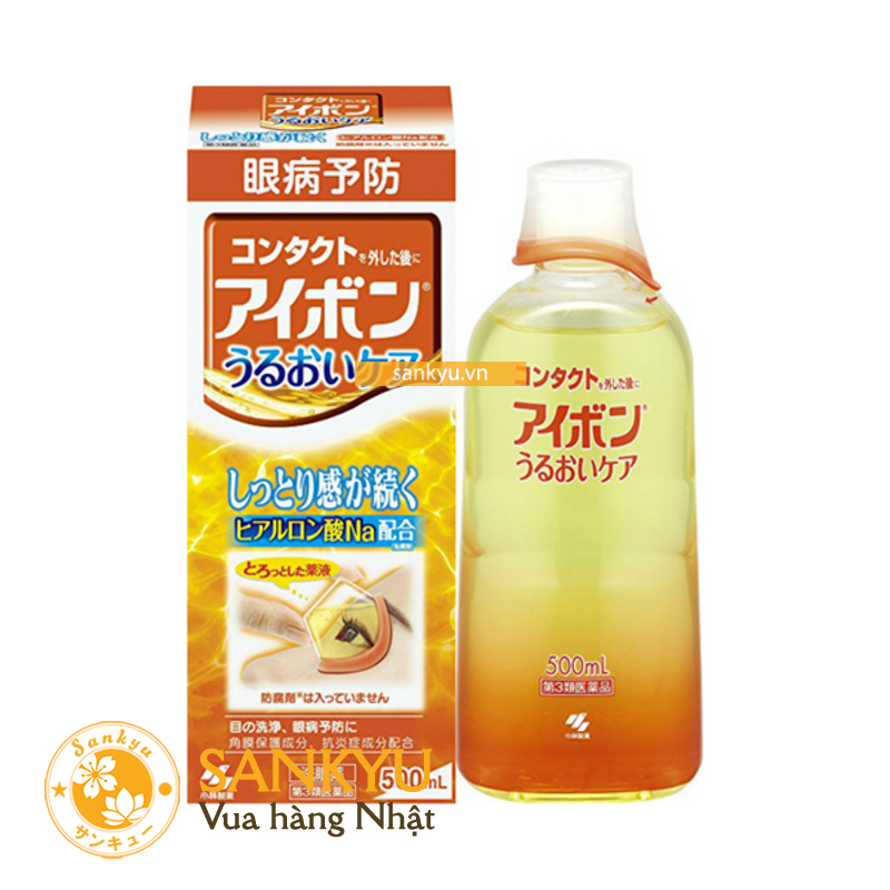 Nước rửa mắt Kobayashi Eyebon W Vitamin chai 500ml - Dưỡng ẩm - màu vàng