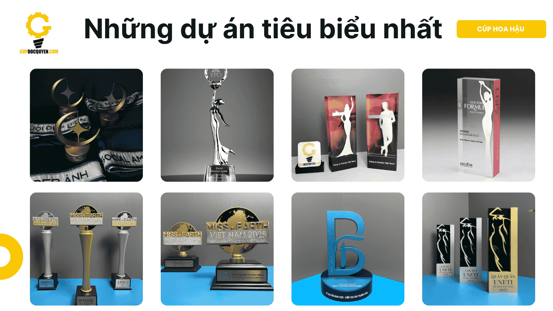 Xưởng sản xuất cúp hoa hậu uy tín tại Hà Nội