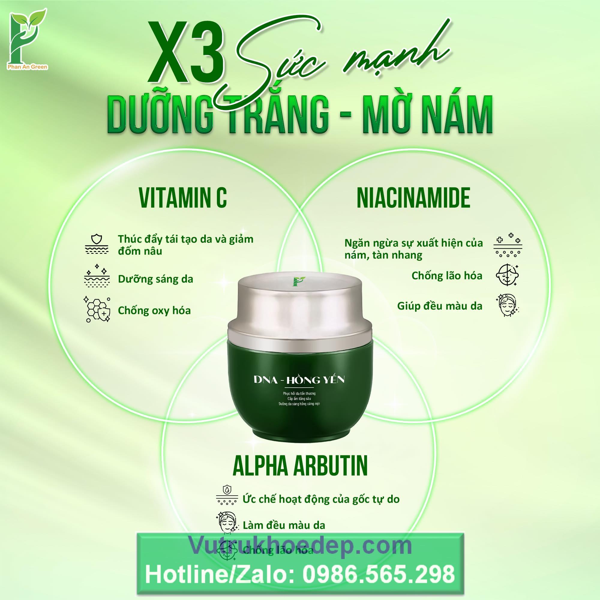 Kem DNA Hồng Yến chính hãng – Bí quyết tái sinh làn da hoàn hảo nám không bong Phan An Green Vũ Trụ Khỏe Đẹp
