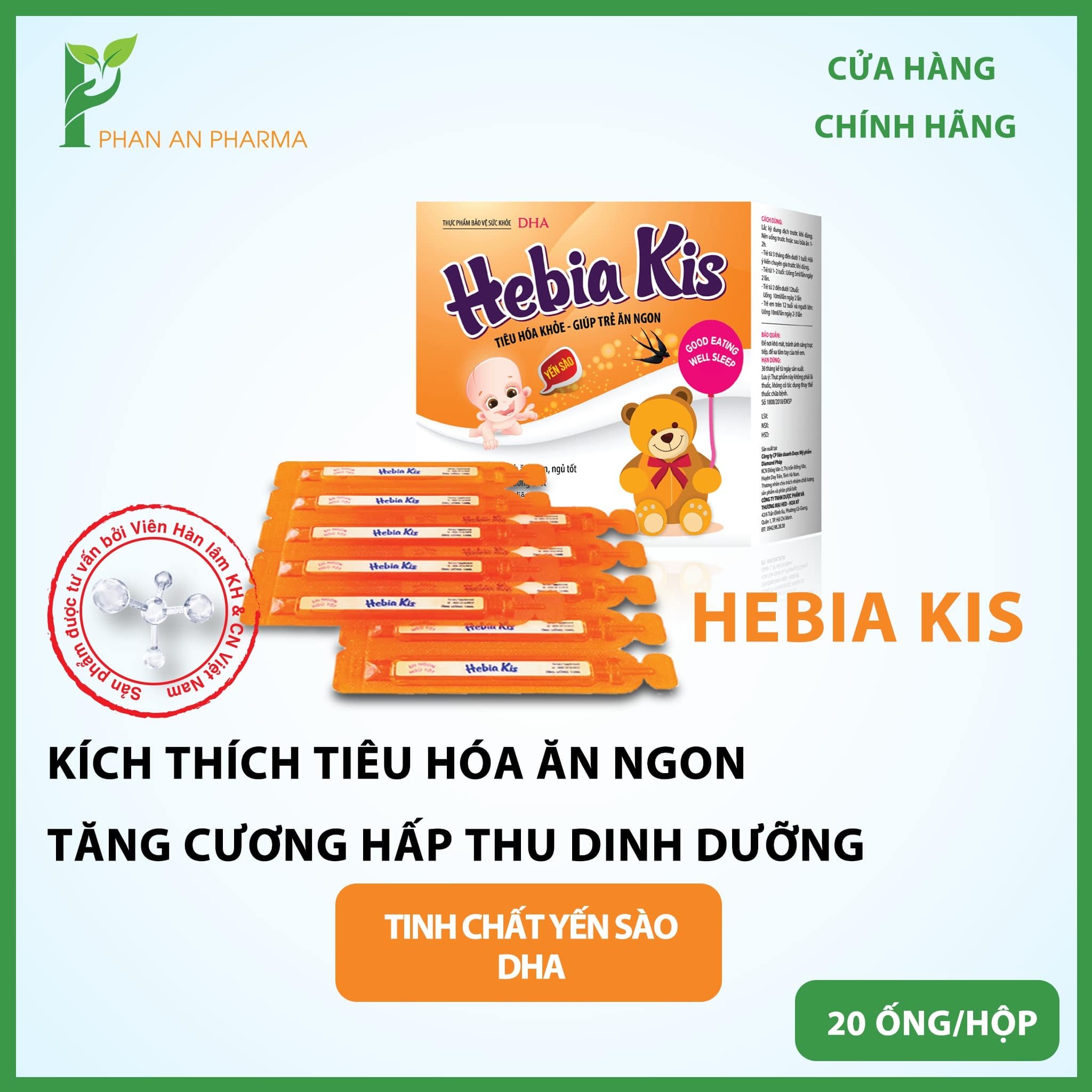 Hebia Kis cho trẻ em bị còi xương Suy dinh dưỡng Biếng ăn Chậm lớn Hấp thu kém miễn dịch kém Trẻ chậm phát triển chiều cao chậm mọc răng giúp trẻ ăn ngon ngủ tốt tăng cường hấp thu dưỡng chất tăng sức đề kháng Nine's Beauty