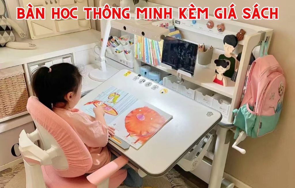 Tiện ích mà bàn học liền giá sách đem lại cho bé khi học tập