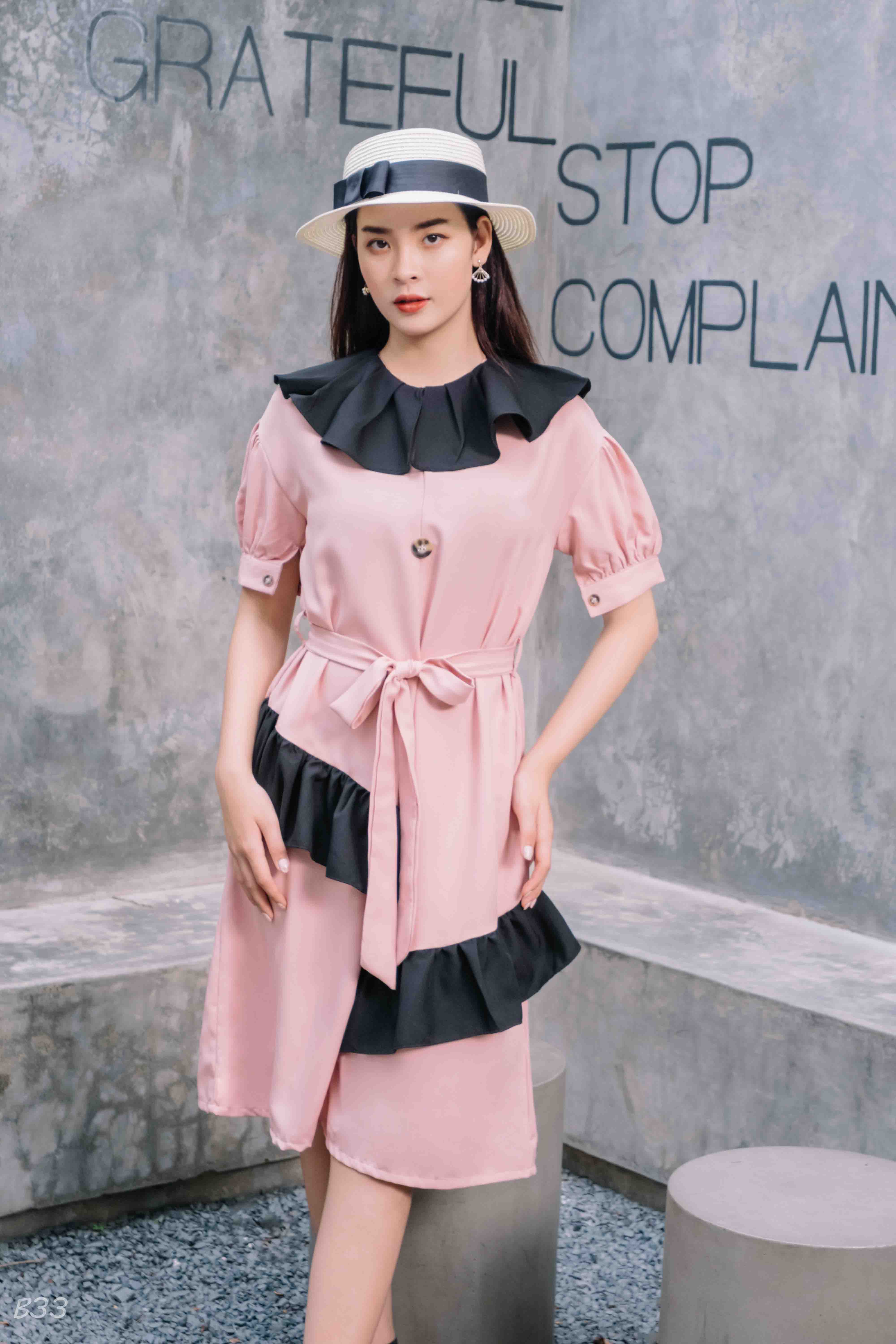 Đầm Cổ Bèo Tay Ngắn Hàng Thiết Kế B33-TK11 (Có Size Lớn)
