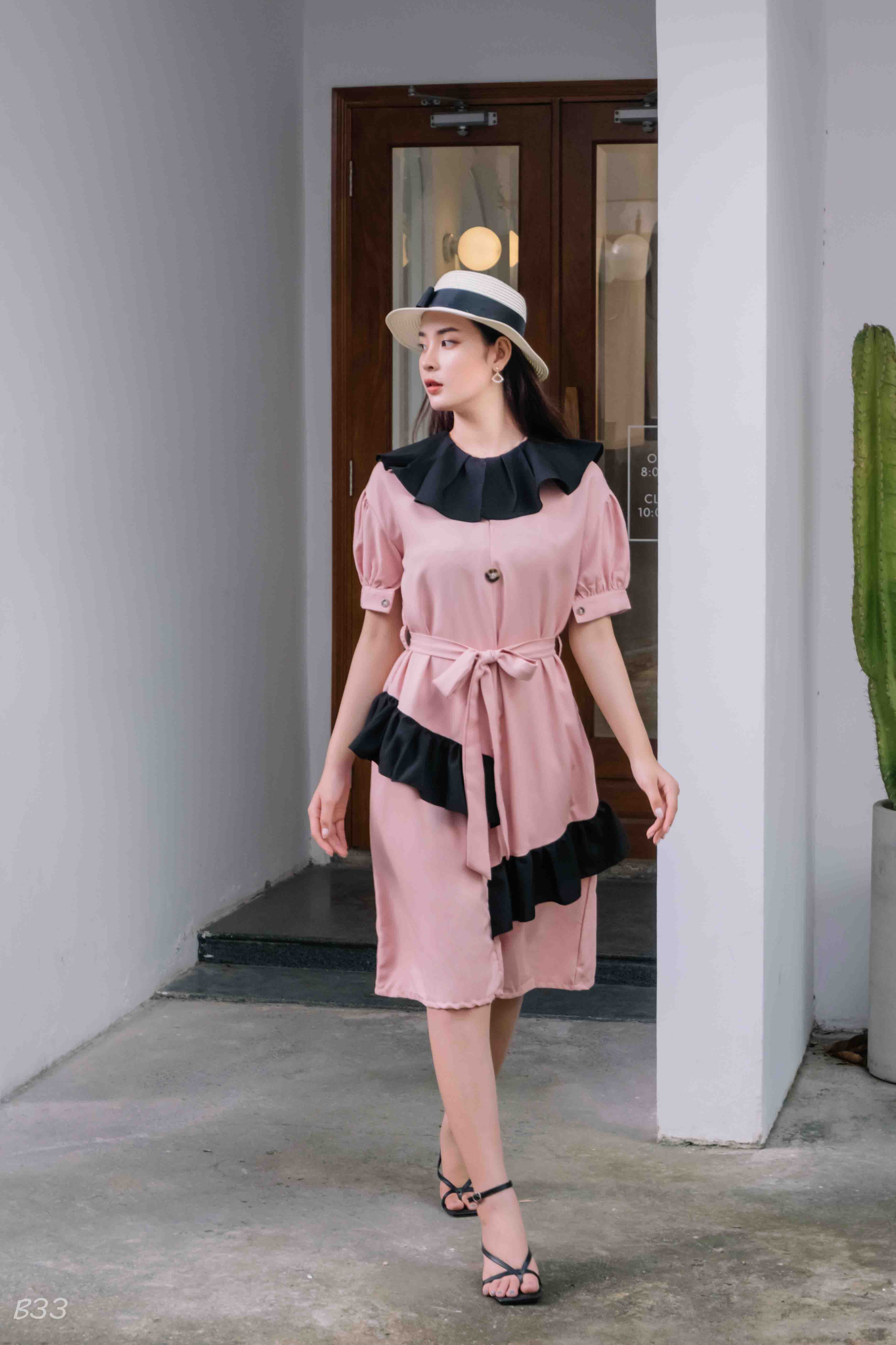 Đầm Cổ Bèo Tay Ngắn Hàng Thiết Kế B33-TK11 (Có Size Lớn)