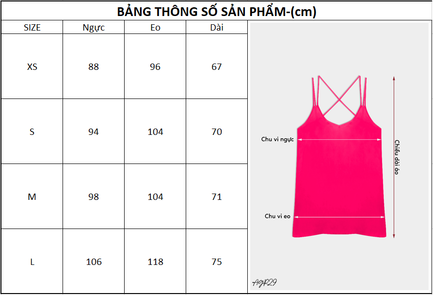 Áo Dây Nữ Đan Chéo Lưng Xuất Khẩu Chính Hãng AGR29