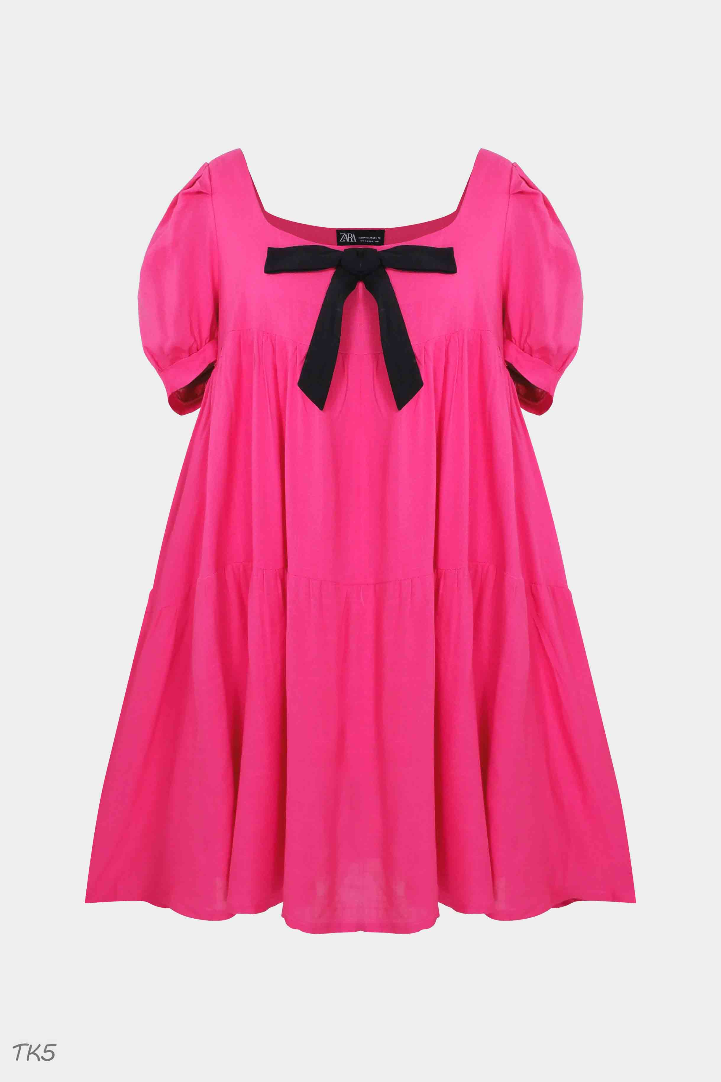 Đầm Babydoll Tay Bồng Nơ Ngực Dáng Suông Hàng Thiết Kế "Có Big Size" TK5(T05)