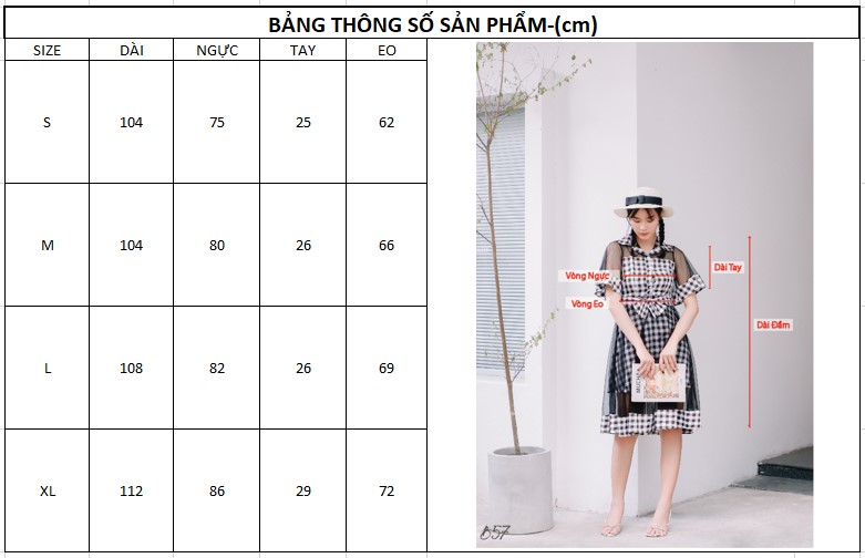 Đầm Caro Phối Lưới Hàng Thiết Kế Cao Cấp B57-TK17 (Có Size Lớn)