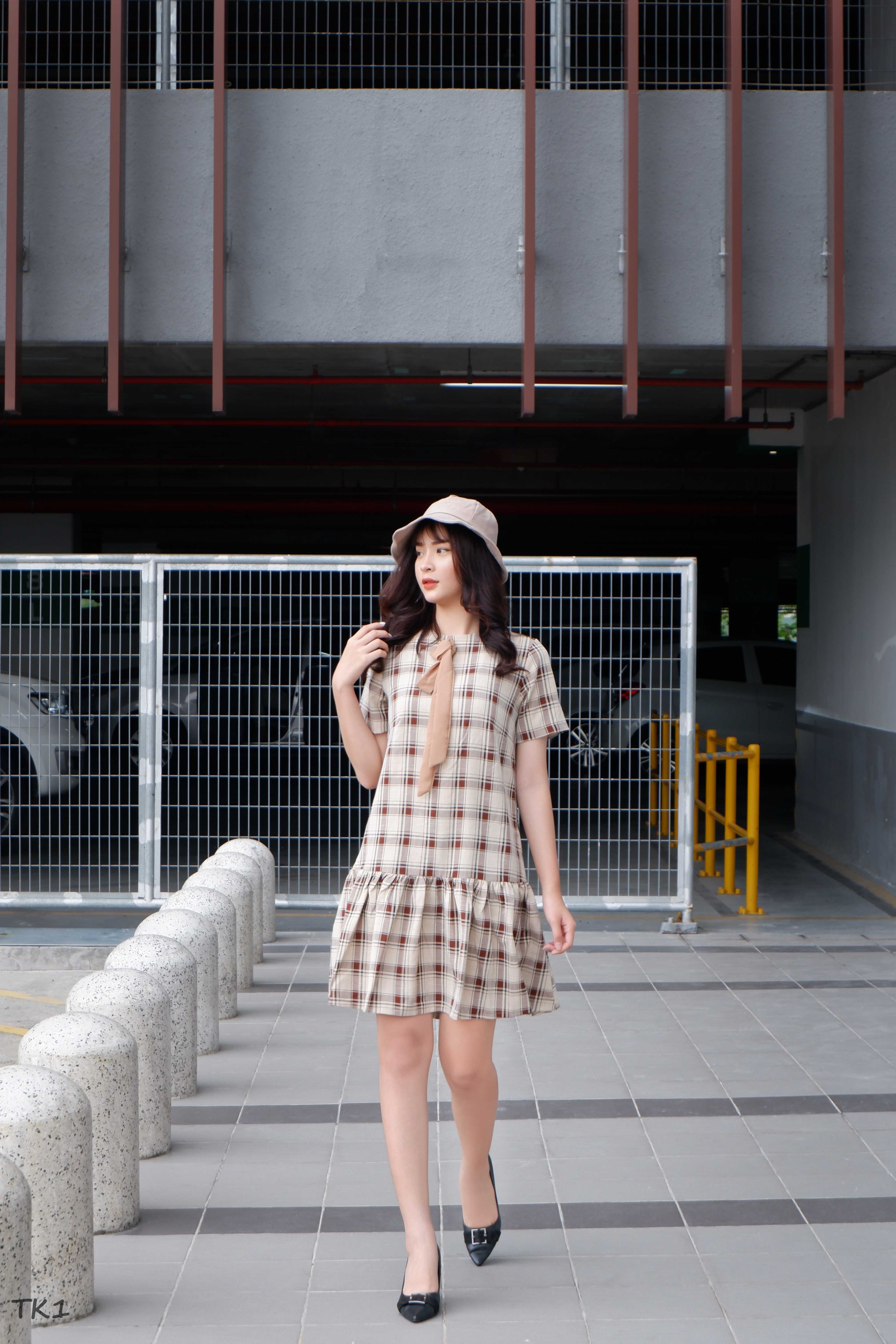 Đầm Babydoll Họa Tiết Caro Hàng Thiết Kế TK1 (T03) - Có Size Lớn