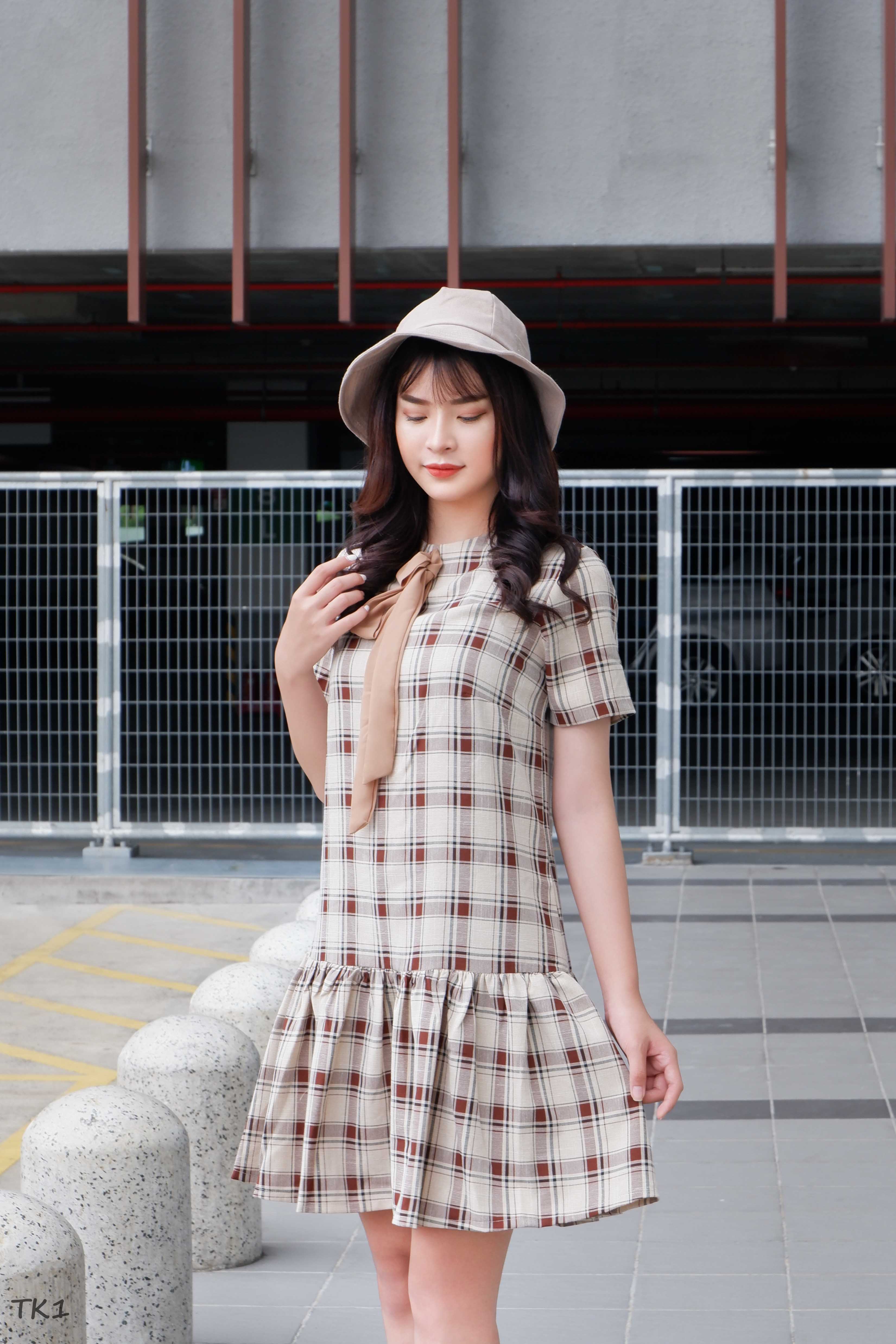Đầm Babydoll Họa Tiết Caro Hàng Thiết Kế TK1 (T03) - Có Size Lớn