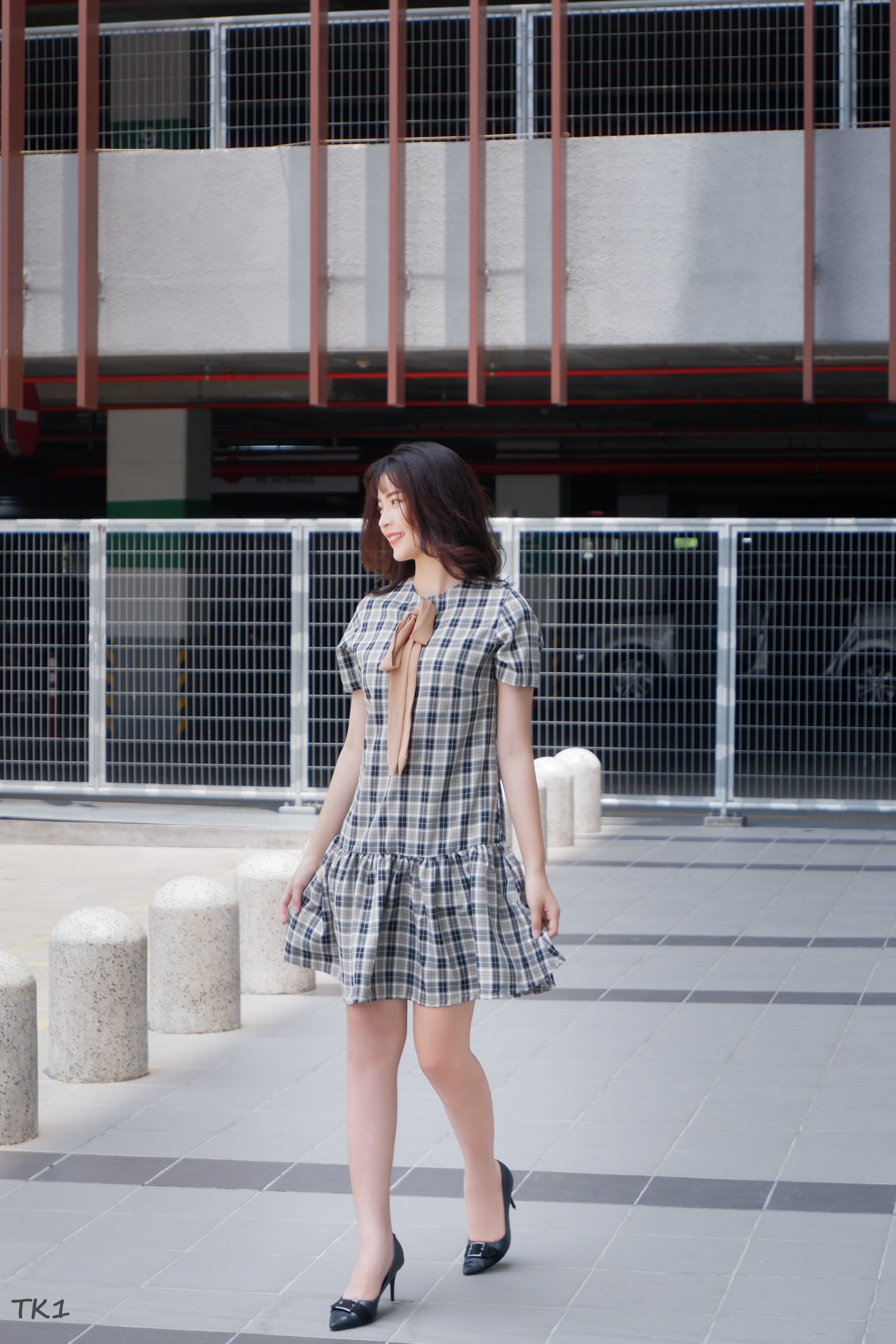 Đầm Babydoll Họa Tiết Caro Hàng Thiết Kế TK1 (T03) - Có Size Lớn