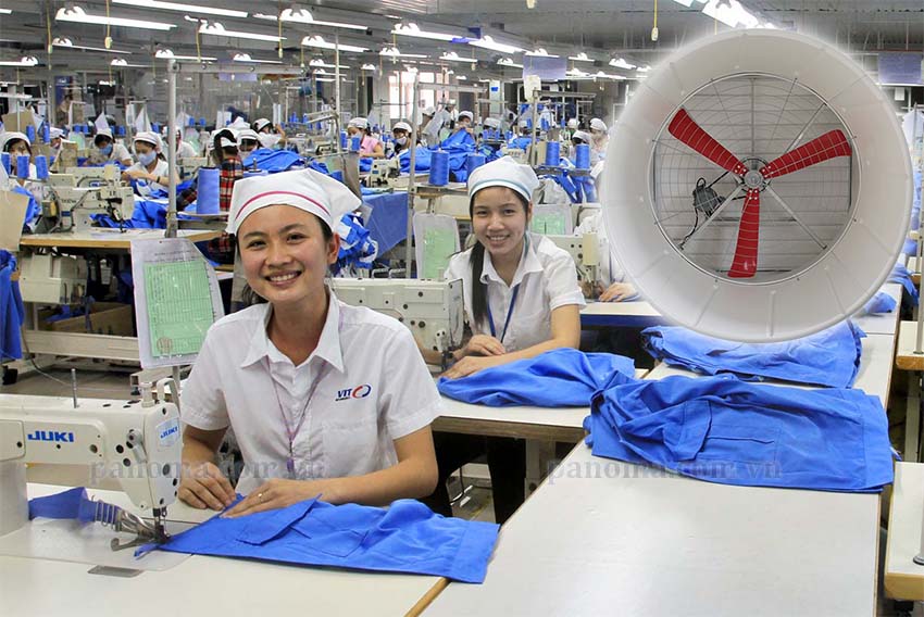 Ứng dụng quạt thông gió Composite hiệu suất cao trong nhà xưởng dệt may, da giày