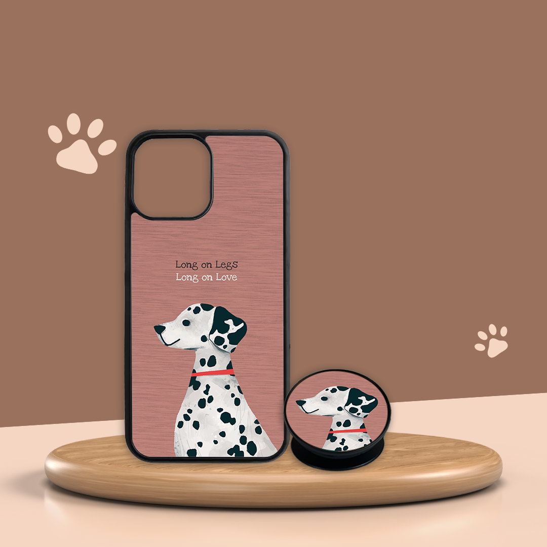 Combo Ốp lưng iPhone và Giá đỡ điện thoại Woof in hình chó Đốm Dalmatian dog Oops OPCBP028