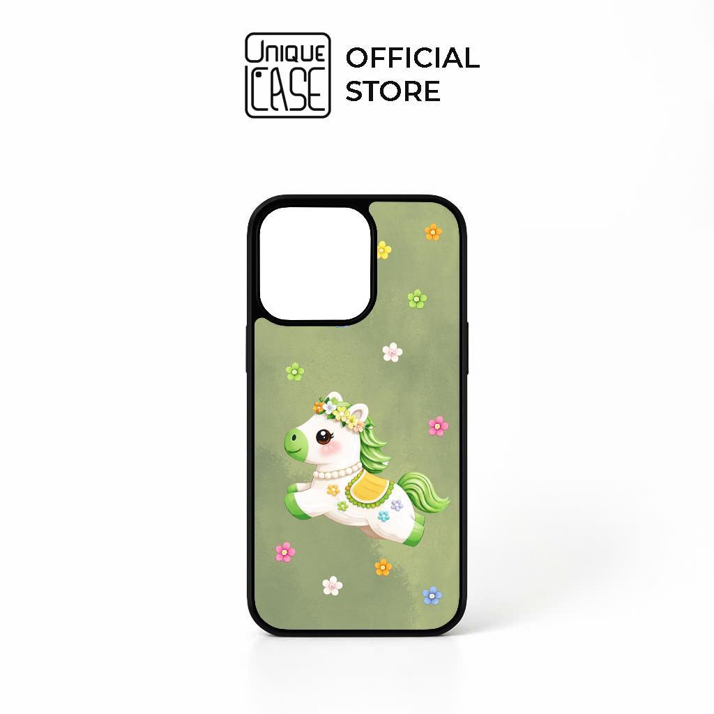 Ốp lưng Unique Case dành cho iPhone in hình ngựa lùn 2026 TẾT Collection ANI089 - nền xanh lá