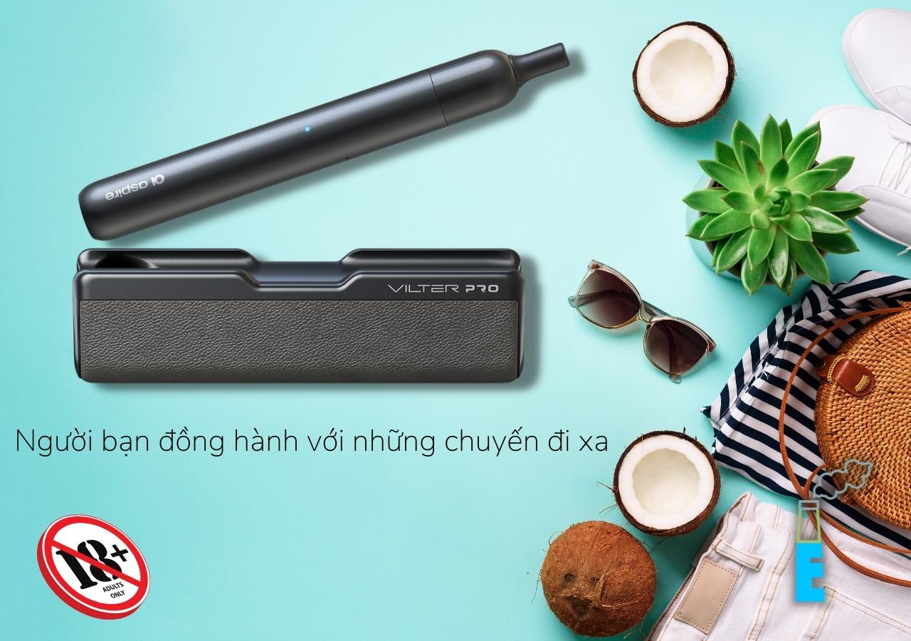 Hành trang hoàn hảo cho mỗi chuyến đi xa của bạn. Vilter Pro trang bị viên pin 420mAh bên trong thân máy nhỏ gọn, kèm theo 1600mAh dung lượng pin dự phòng, cho phép bạn vaping lên đến 5 ngày liên tục.