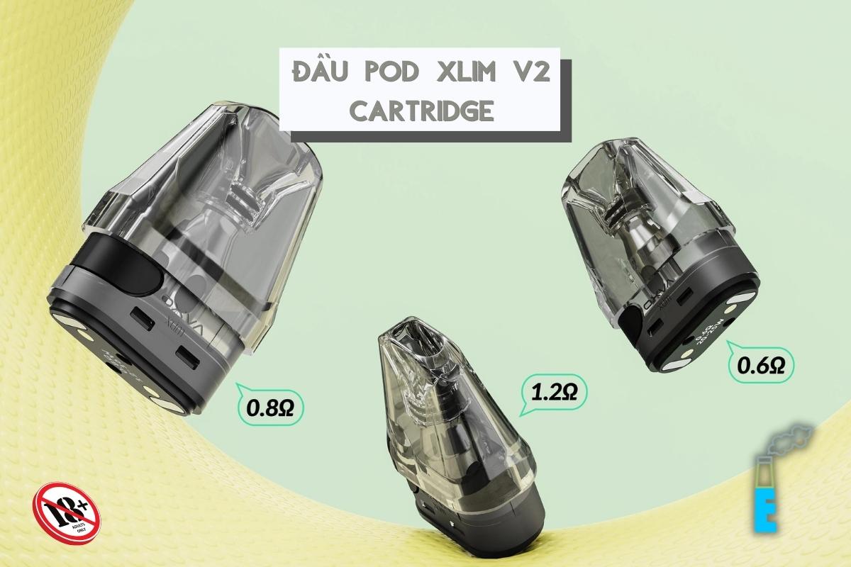 Xlim SE tương thích với đầu pod thế hệ mới Xlim V2 Cartridge với 3 mức điện trở: 0.6Ω, 0.8Ω và 1.2Ω. Có thể đáp ứng được nhu cầu của bạn về hương vị và độ mạnh nhẹ theo tùy loại dầu và sở thích bạn mong muốn. 