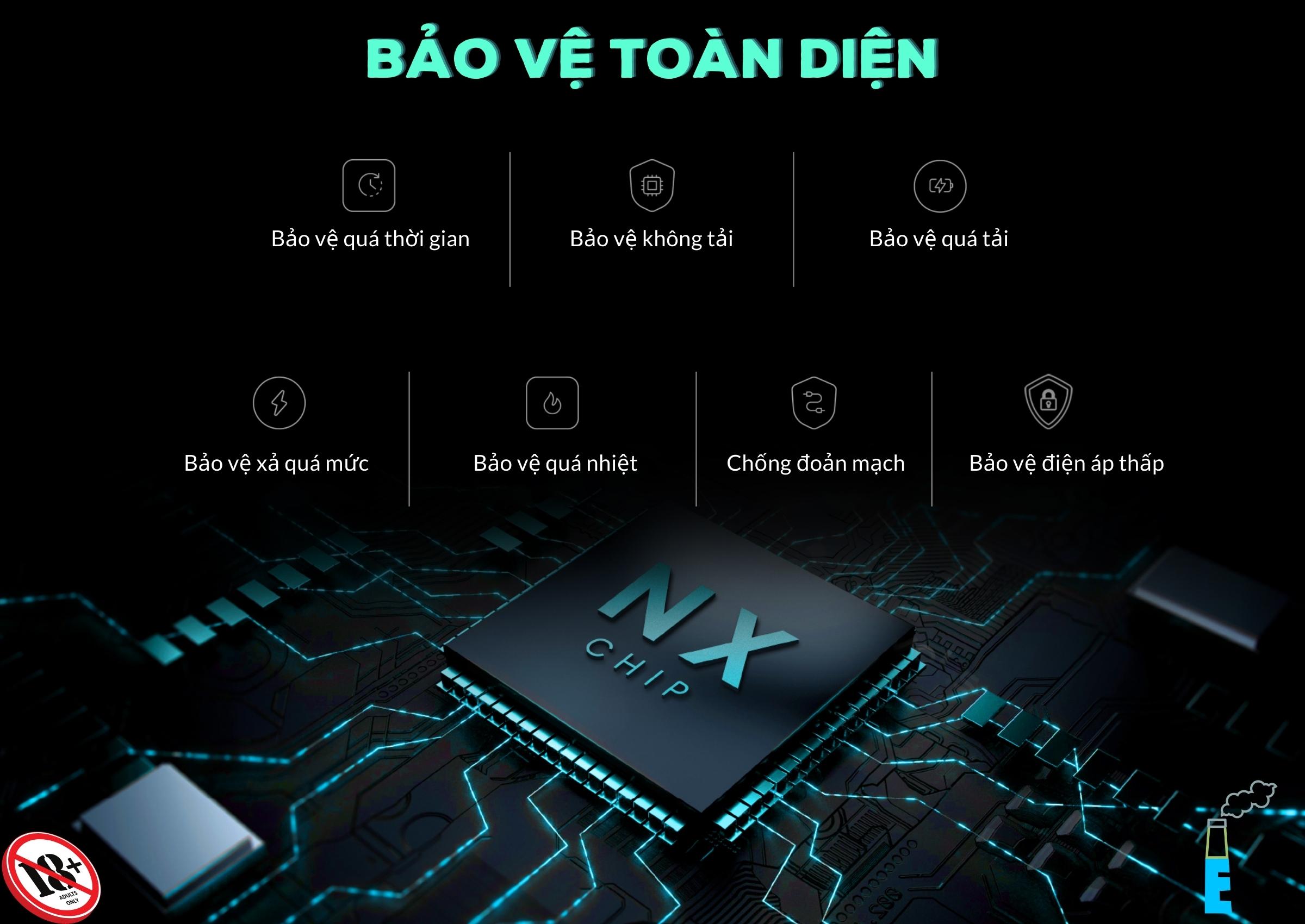 Feelin X được trang bị chip NX được hãng Nevoks phát triển với các chế độ bảo vệ an toàn mạch và người dùng một cách tối đa.