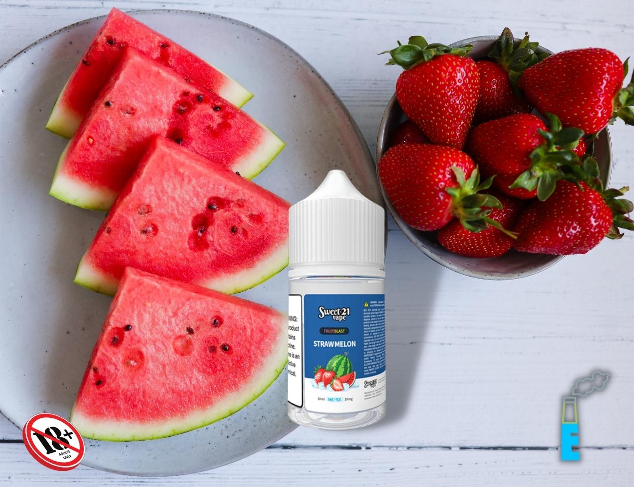 Sweet 21 Vape Fruit Blast Strawberry Watermelon là tổ hợp tuyệt vời từ những trái dâu tây chín căng mọng mang hương vị ngon ngọt và những lát dưa hấu mọng nước thanh mát, và hoàn hảo hơn khi được kết hợp cùng đá lạnh, trải nghiệm qua từng hơi hút đầy thoải mái và sảng khoái tột độ, vị ngon ngọt và thơm nhẹ nhàng không hề gây ngán khiến bạn muốn vaping mãi không thôi.