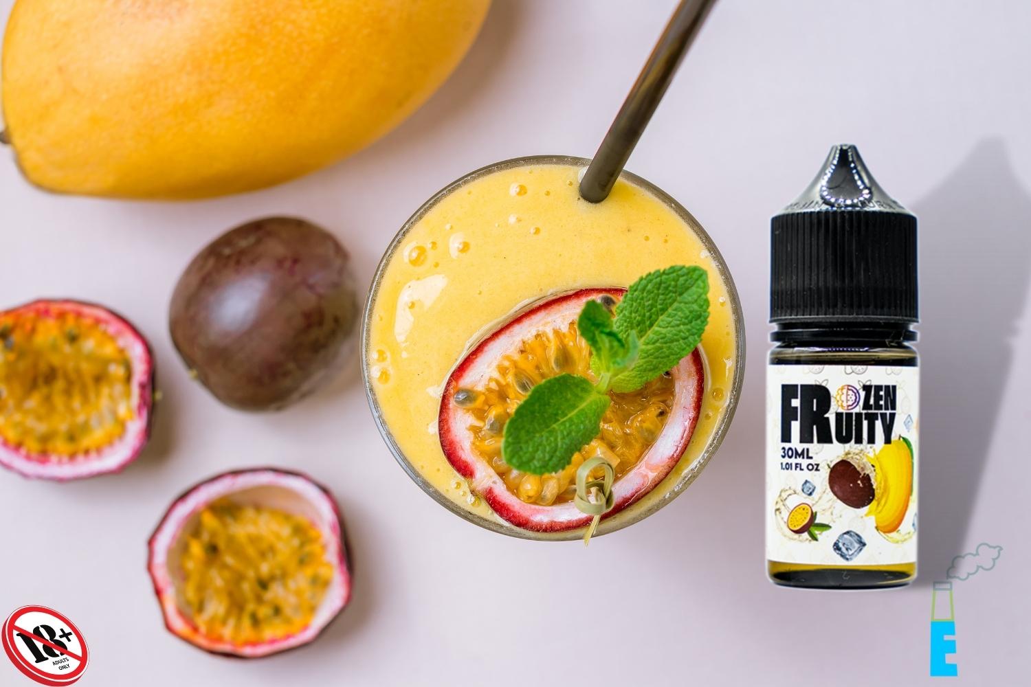 Frozen Fruity Iced Mango Passion Fruit là hỗn hợp từ hai loại quả quốc dân mà bất cứ ai cũng đã ăn nhiều lần. Những trái xoài chín đầy thơm ngon với vị ngọt cuốn hút một cách dân dã, đi kèm vị chua chua từ những quả chanh leo chín mùa, bỏ hai hỗn hợp này vào máy xay sinh tố, xay nhuyễn cùng đá lạnh, một công thức hoàn hảo để cho ra một thứ nước giải nhiệt tuyệt vời cho mùa hè nóng bức của bạn.