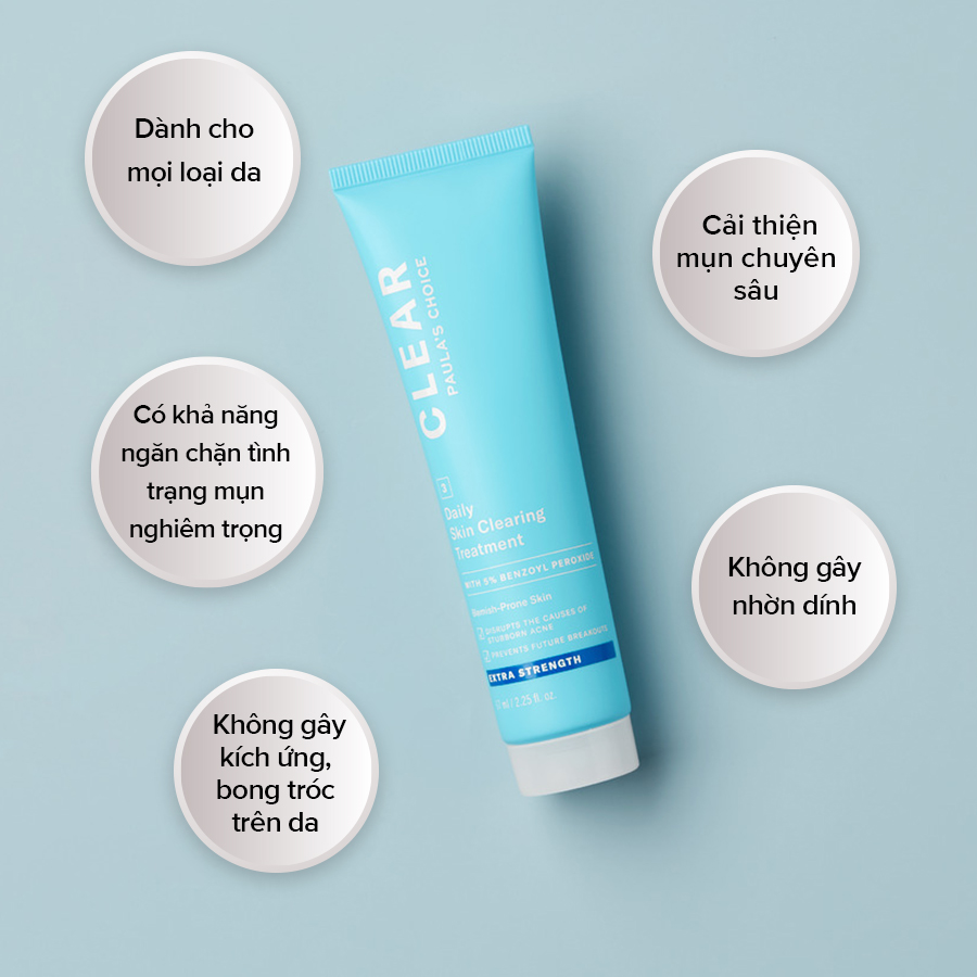 Kem Chấm Mụn Paula’s Choice Clear Extra Strength Daily Skin 5% benzoyl peroxide 15ml mã 6117