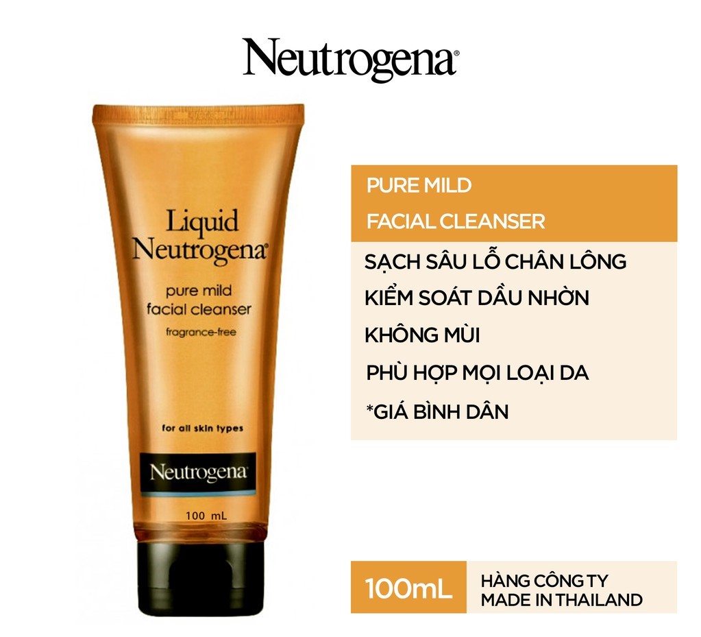 Gel Rửa Mặt Neutrogena Liquid Pure Mild Facial Cleaner 100ml