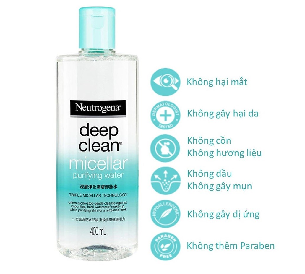 Nước tẩy trang Neutrogena Deep Clean Micellar Purifying Water 112ml,400ml