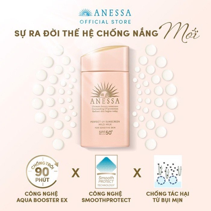 Sữa Chống Nắng Da Nhạy Cảm Anessa Perfect UV Sunscreen Mild Milk 