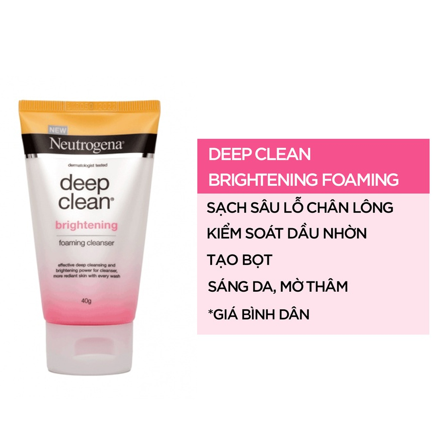 Sữa Rửa Mặt Neutrogena Làm Sáng Da Brightening Foaming Cleanser 40g, 100g