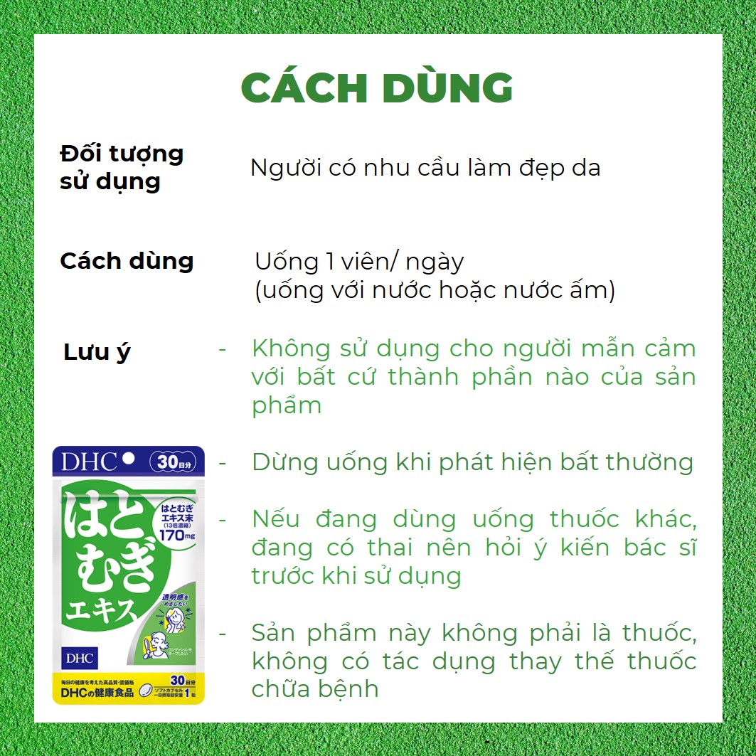 Viên Uống Trắng Da DHC Adlay Extract Nhật Bản