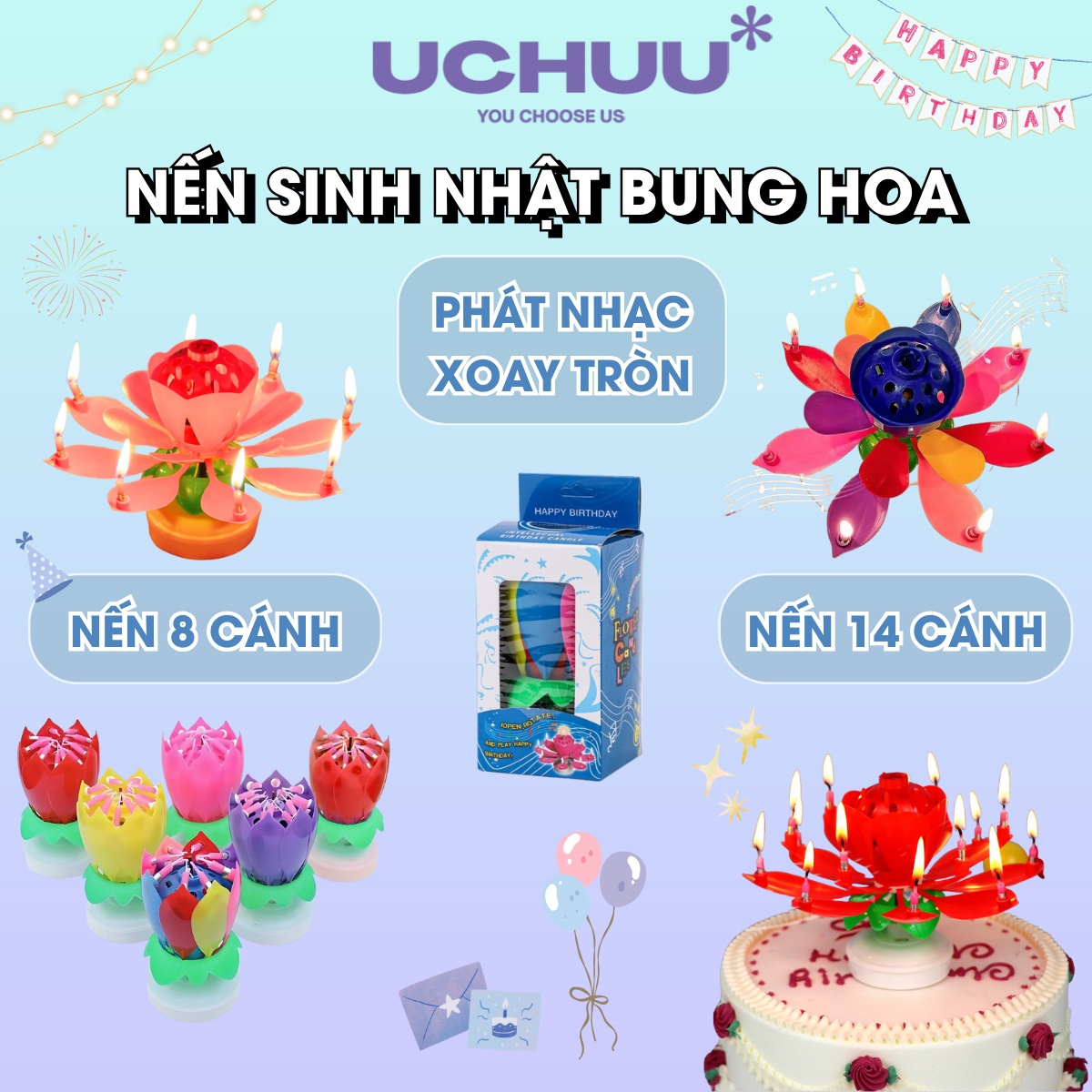 Nến Sinh Nhật Hoa Sen
