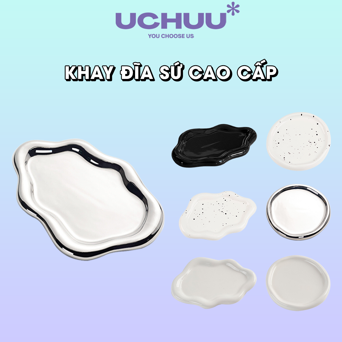 Khay Sứ Viền Dày