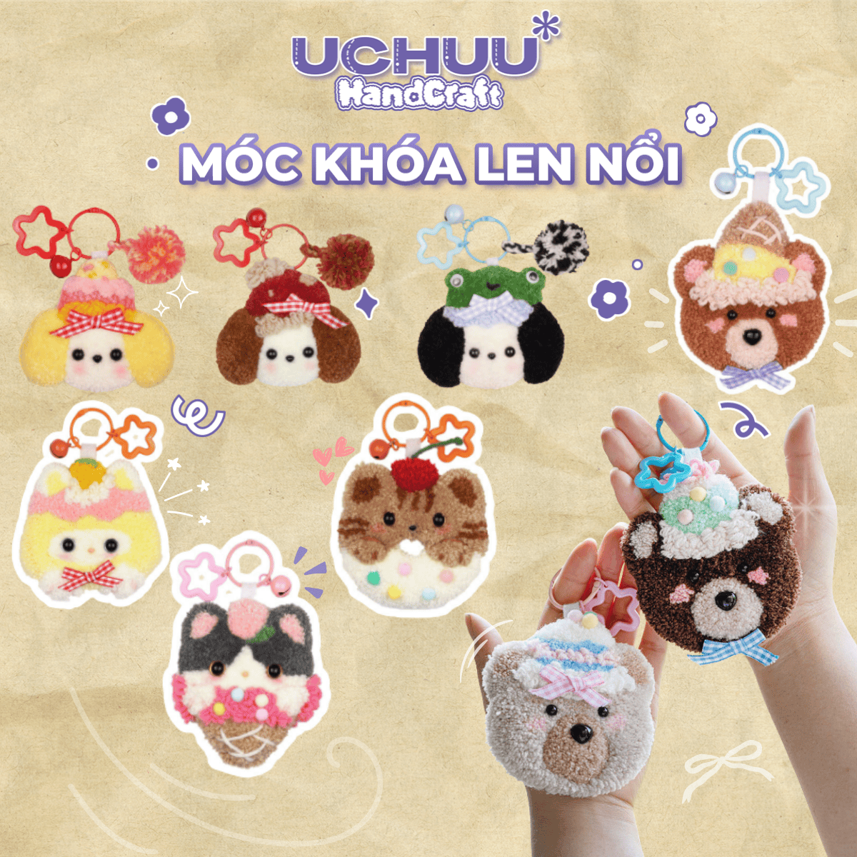 Móc Khoá Len Nổi