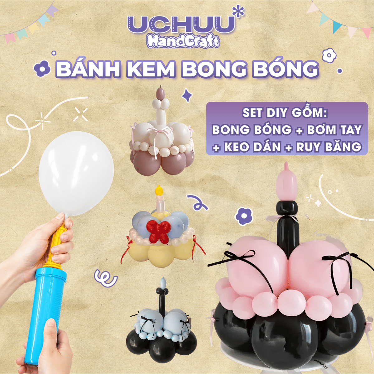 Bánh Kem Bong Bóng DIY