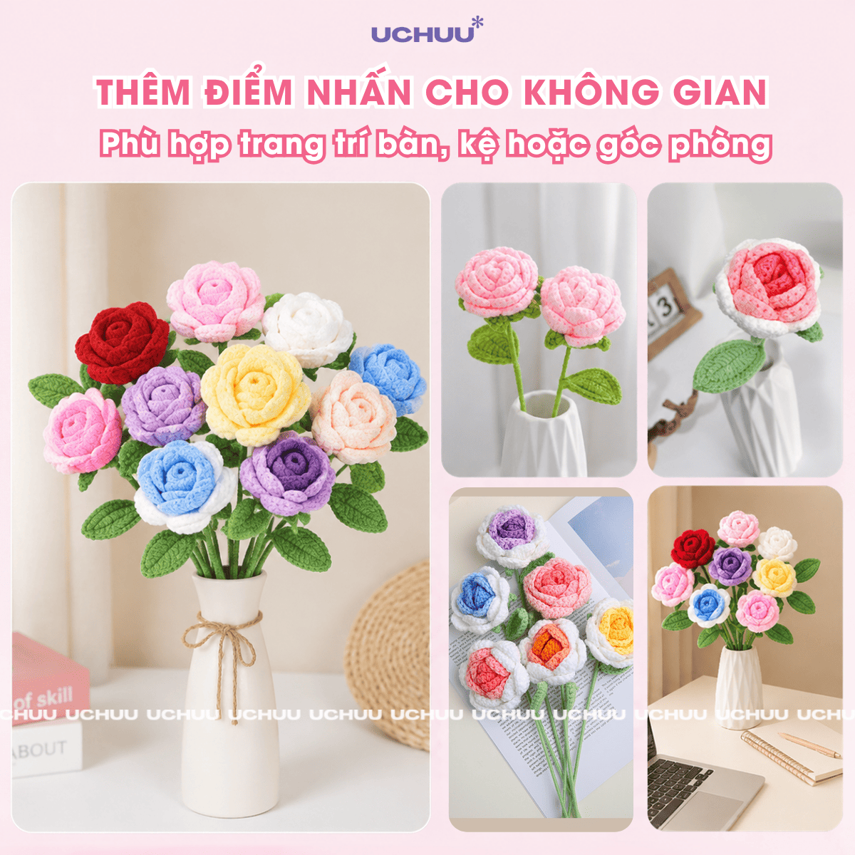 Cành Hoa Hồng Len