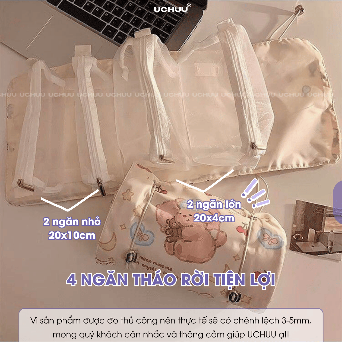Túi Đựng Mỹ Phẩm 4 Trong 1