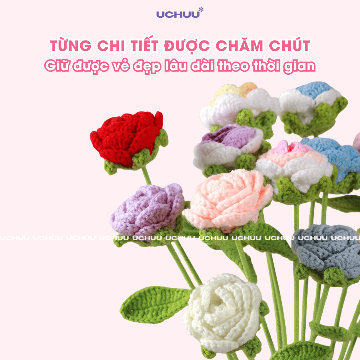 Cành Hoa Hồng Len