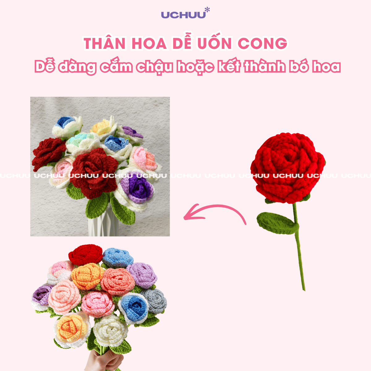 Cành Hoa Hồng Len