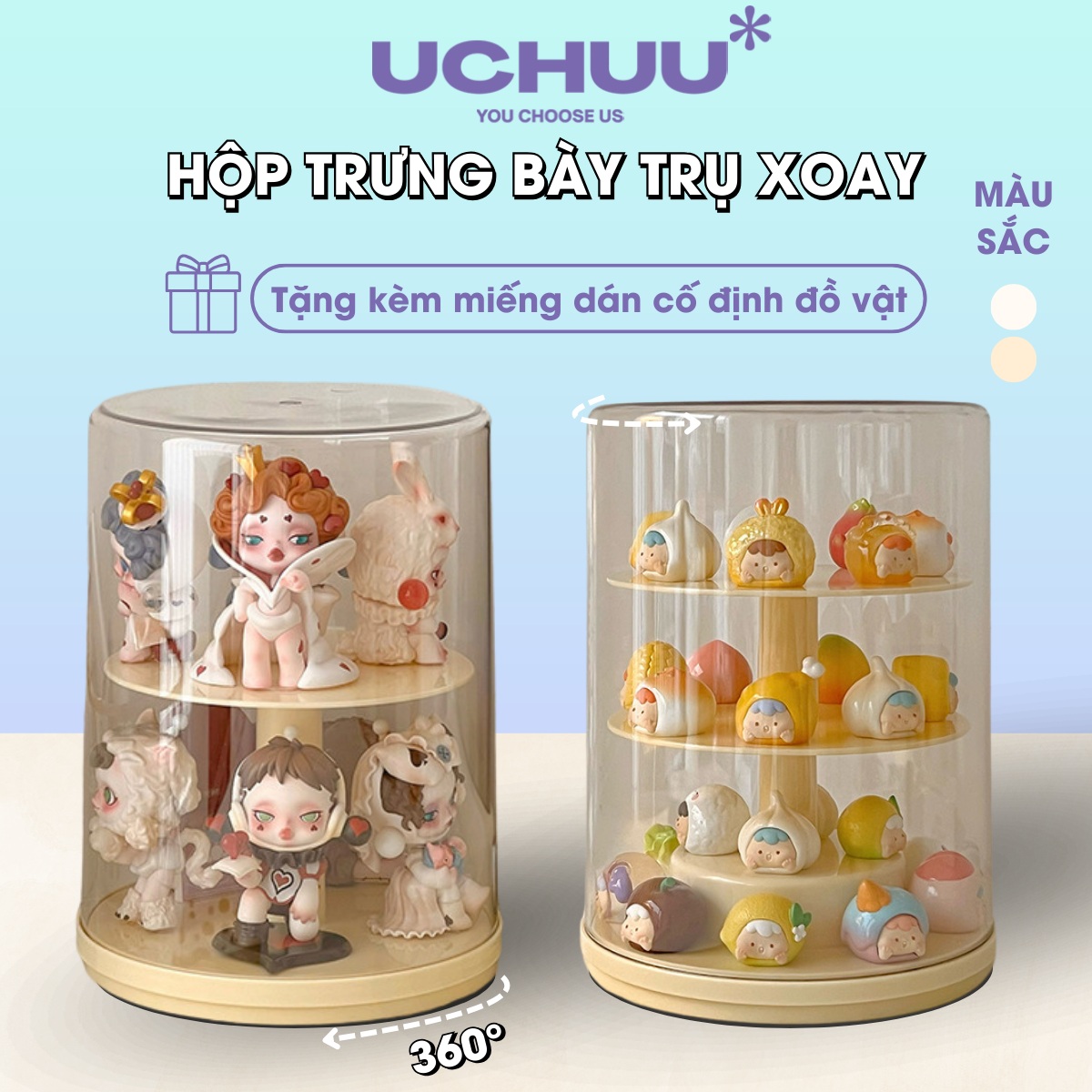 Hộp Trưng Bày Trụ Xoay