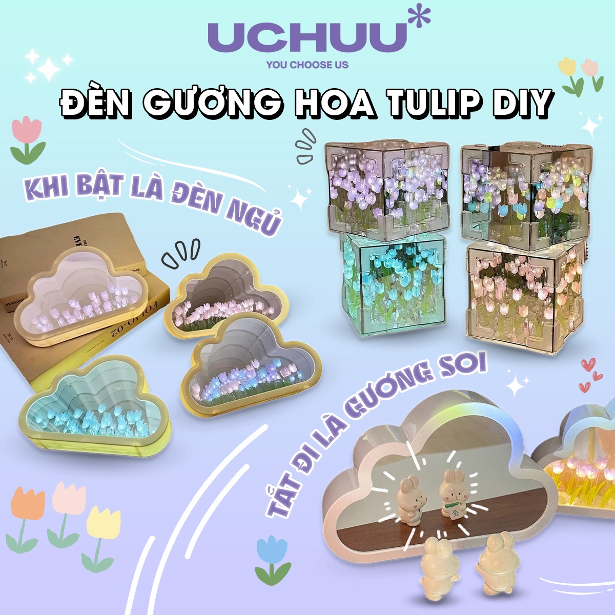 Đèn Ngủ Gương Hoa