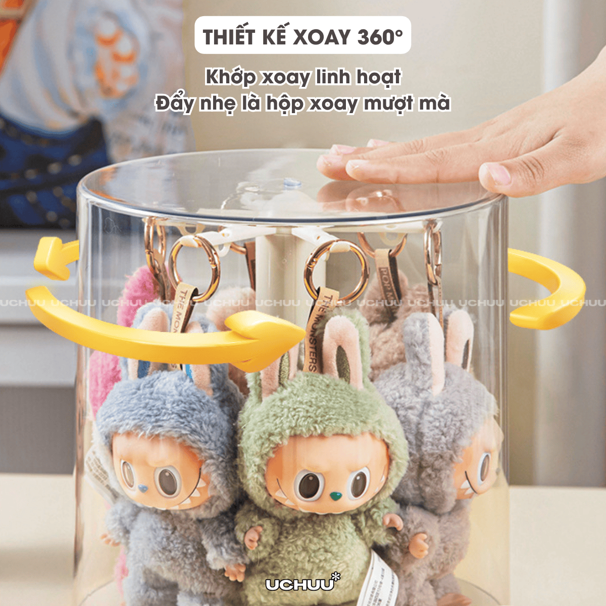 Hộp Trưng Bày Trụ Xoay Móc Treo UCHUU