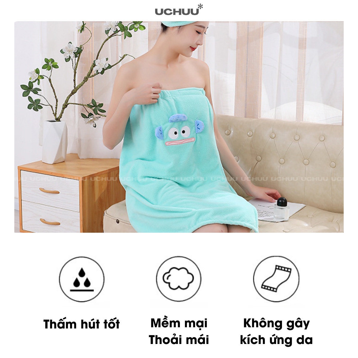 Khăn Tắm Quấn Thêu Hình