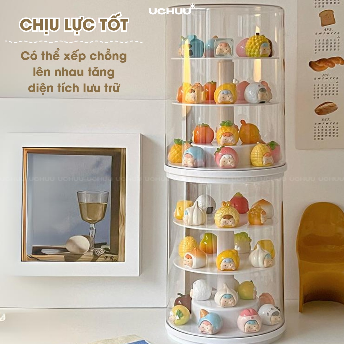 Hộp Trưng Bày Trụ Xoay
