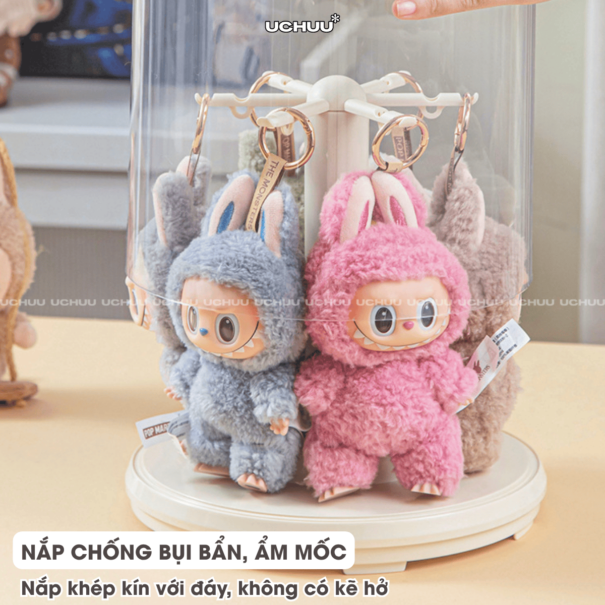 Hộp Trưng Bày Trụ Xoay Móc Treo UCHUU
