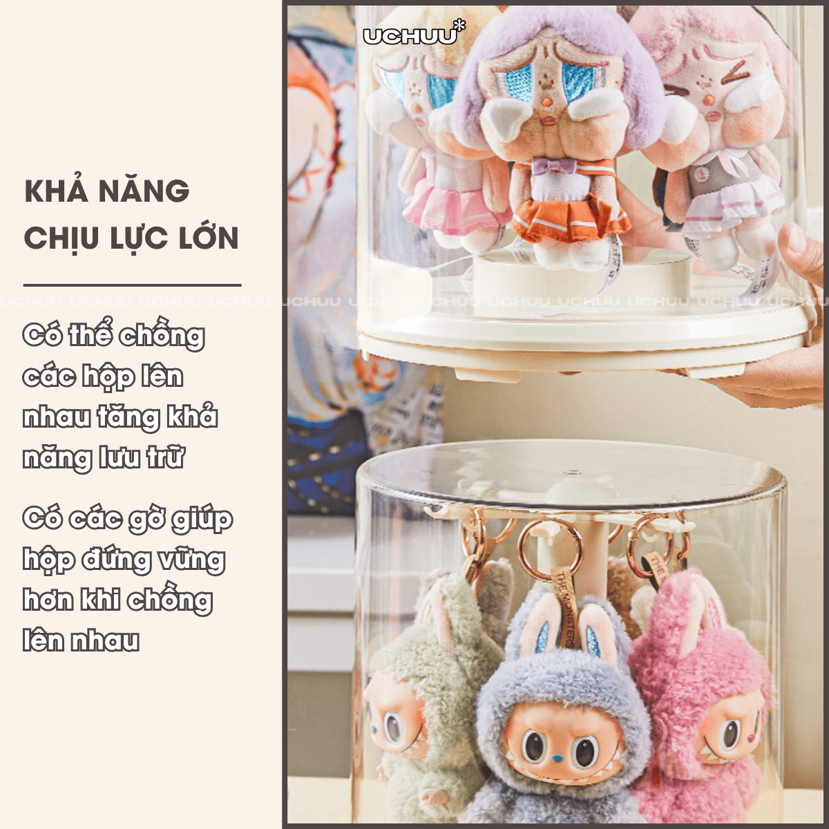 Hộp Trưng Bày Trụ Xoay Móc Treo UCHUU