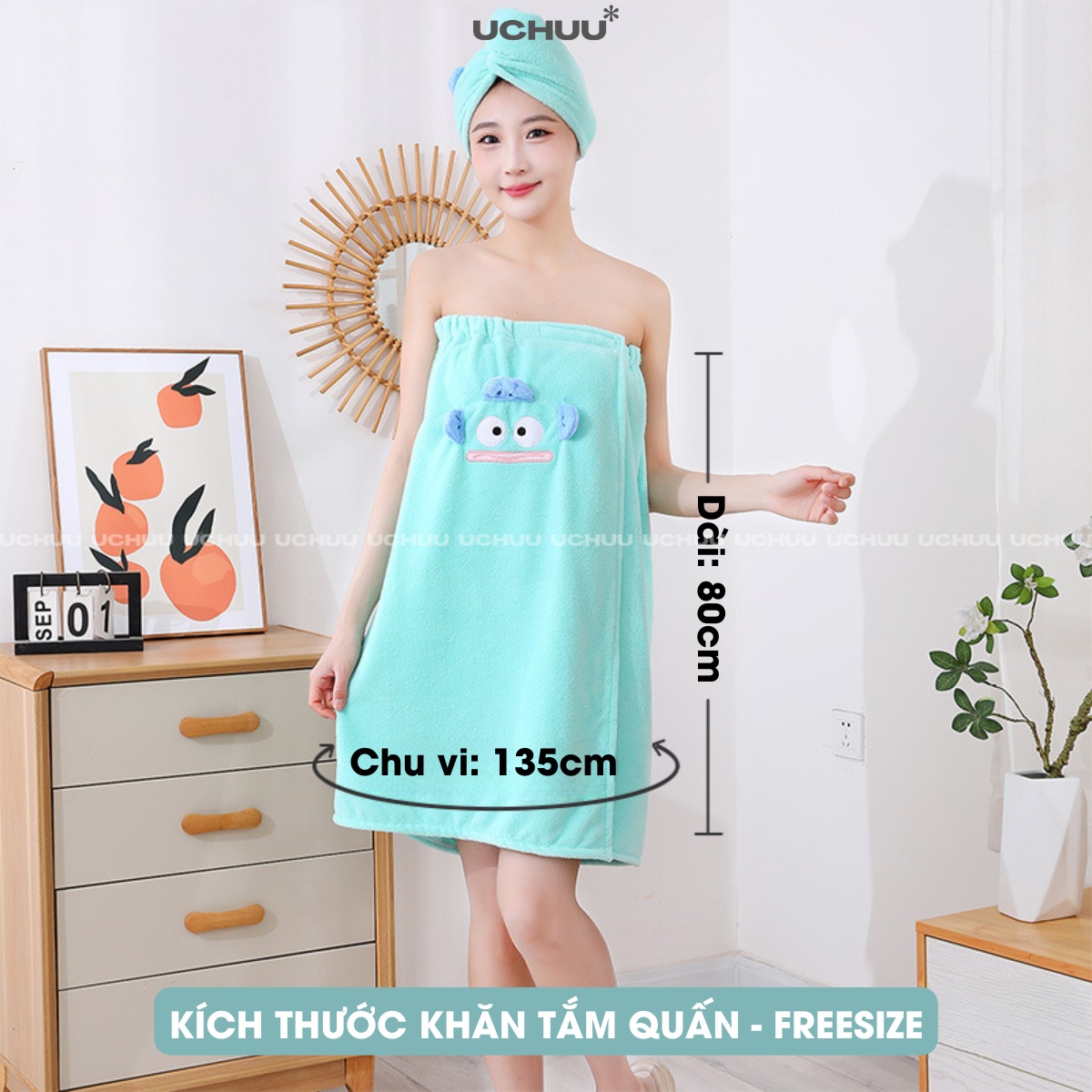 Khăn Tắm Quấn Thêu Hình