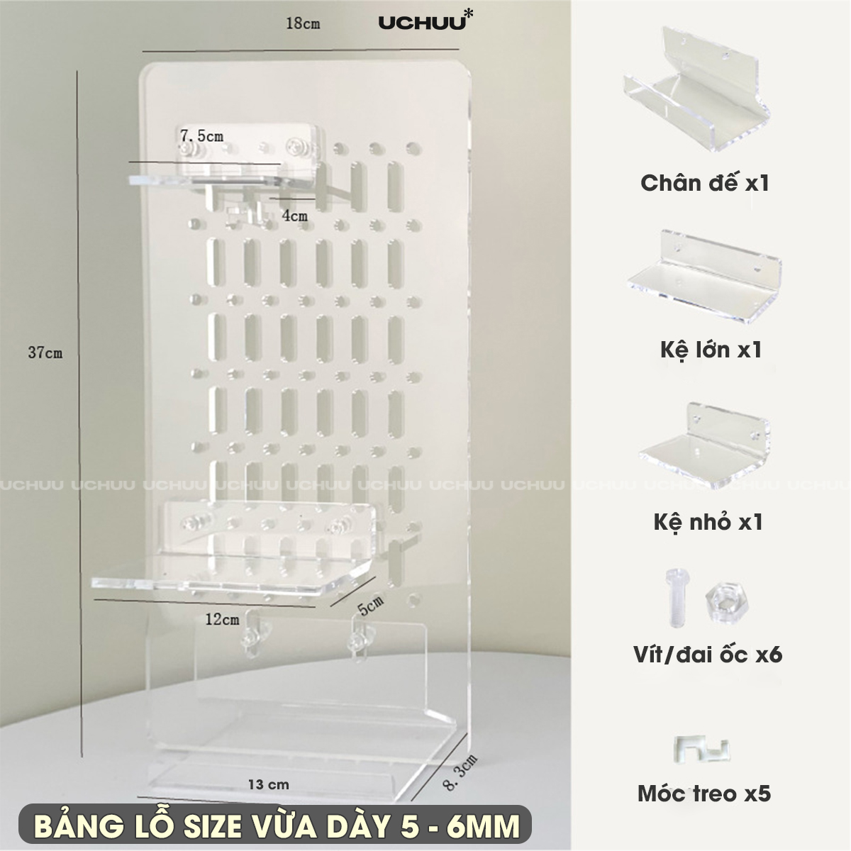 Bảng Lỗ Pegboard Trong Suốt