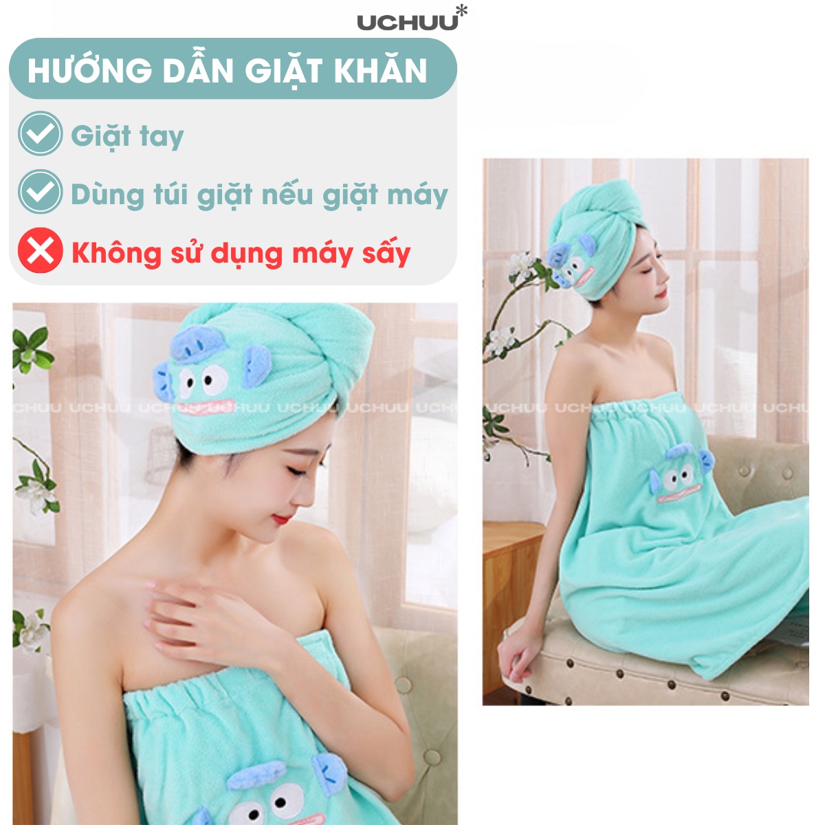 Khăn Tắm Quấn Thêu Hình