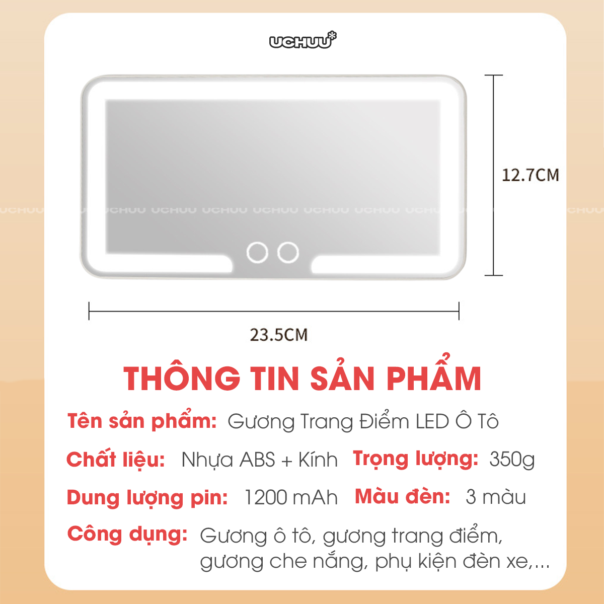 Gương Trang Điểm LED Ô Tô