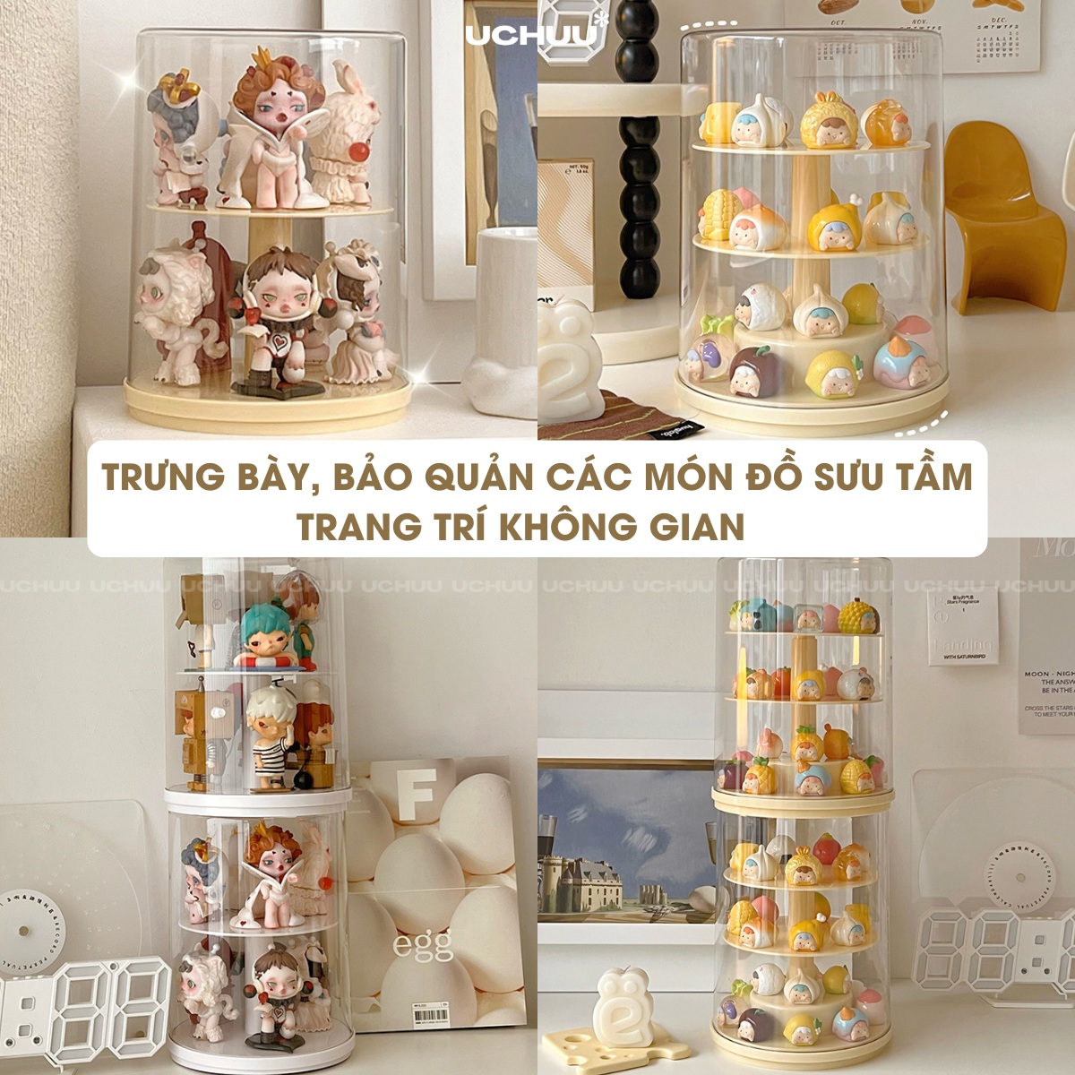 Hộp Trưng Bày Trụ Xoay