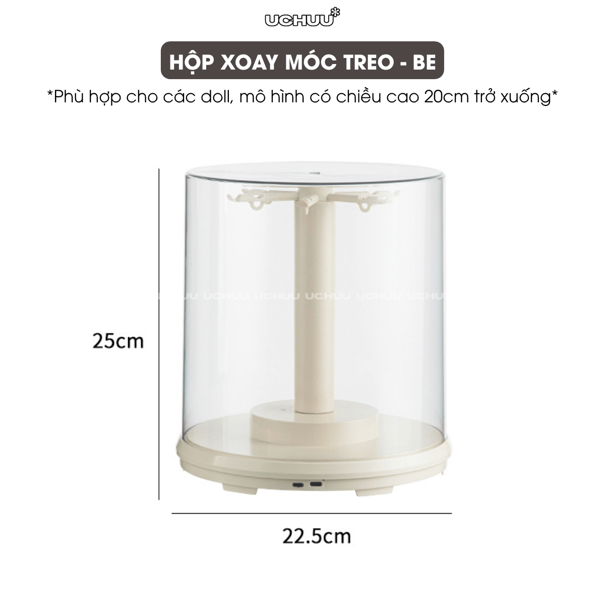 Hộp Trưng Bày Trụ Xoay Móc Treo UCHUU